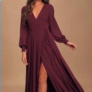 NWT LuLus burgundy wrap dress